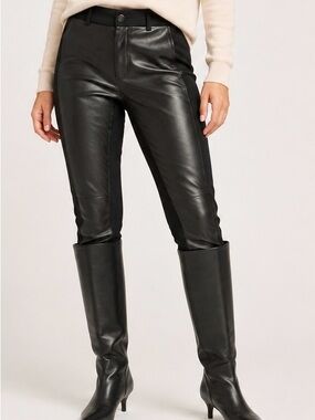 Black Faux Leather Front Panel Pants Size 20